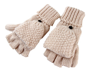 Wool fingerless gloves, isolated on white