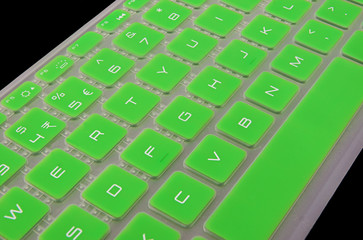 A green keyboard