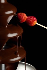 Chocolate fountain strawberries