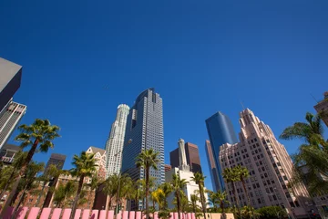 Fotobehang LA Downtown Los Angeles Pershing Square palm tress © lunamarina