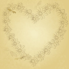 Old paper with floral heart