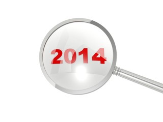 2014 New Year sign under magnifier