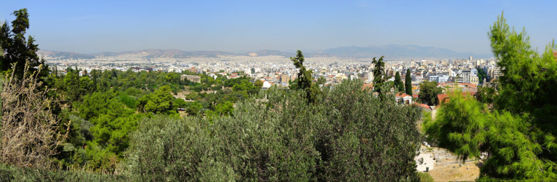 Vue panoramique d'Ath&egrave;nes depuis le rocher de l' Acropole