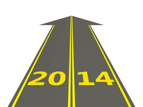 2014 New Year sign on the road