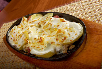 Fried eggs with potato