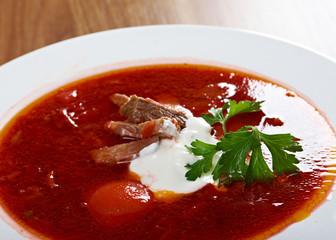 ukrainian and russian red-beet soup (borscht)