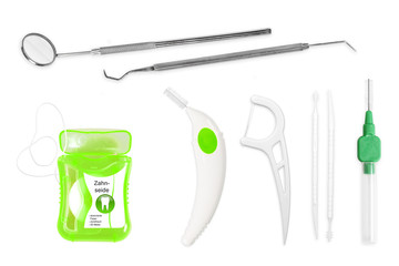 Zahnpflege mit Bürsten u.a., dental hygiene