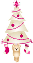 Christmas Tree with Socks and Teddy Bear