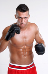 Fototapeta na wymiar Boxeador, deportista musculoso.