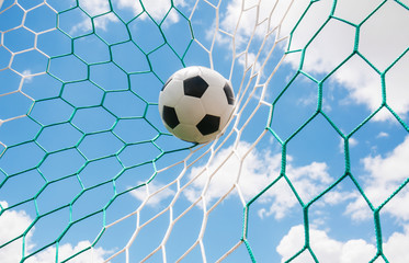 soccer ball in goal