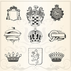 Collection of crowns, vintage illustration