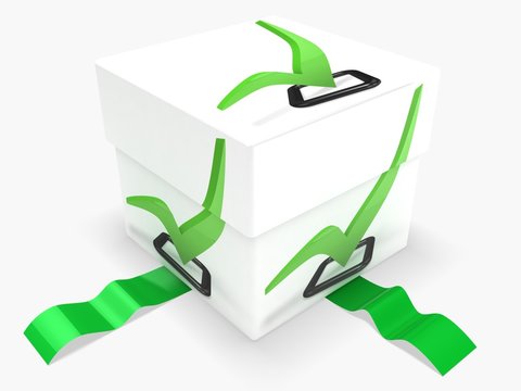 3d gift box with green check mark