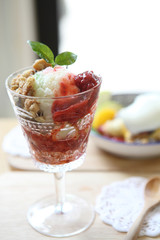 Fruit with ice cream