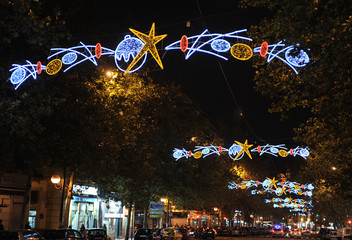 City ​​streets on Christmas