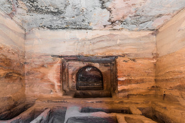 indoors tomb in petra jordan
