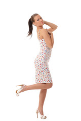 Naklejka premium sexy girl posing in dress