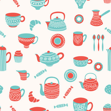 Fototapeta Tea seamless pattern