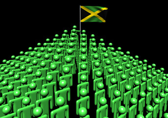 Pyramid of abstract people with Jamaica flag illustration