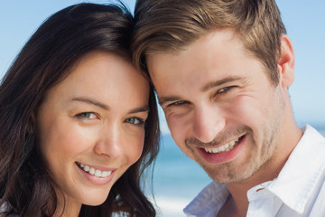 Close up view of couple smiling at camera