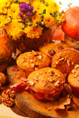 Pumpkin muffins with nuts