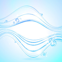 Abstract blue background with waves and swirls. Vector.
