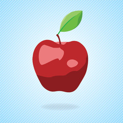 Cute cartoon red apple. Vector illustration