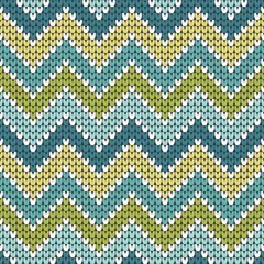 Cercles muraux Zigzag Tricoté Motif Zigzag Sans Couture Bleu/Vert
