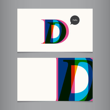 Business card template, letter D
