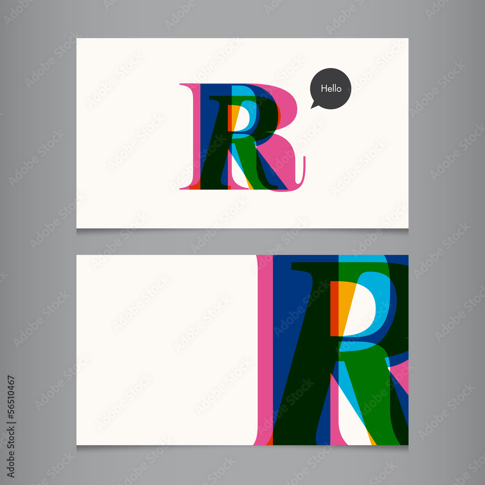 Wall mural business card template, letter r