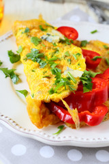 omelette paprika and blue cheese