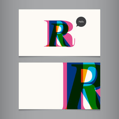 Business card template, letter R