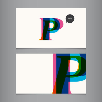 Business card template, letter P