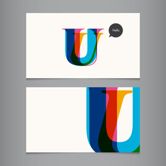 Business card template, letter U