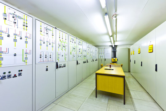 Electric voltage control room of a plant