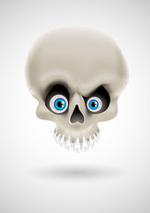 funny skull vector with silver teeth