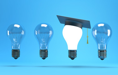 lightbulb with graduation hat