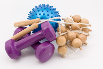 dumbell and massager and ball