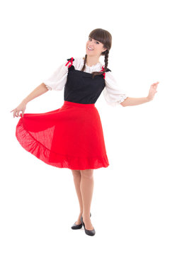 young woman in typical bavarian dress dirndl