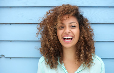 Cheerful young african woman smiling