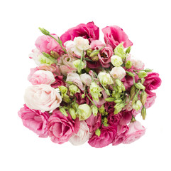 bouquet of  eustoma flowers from above