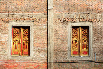 Thai style molding  art  on window temple construction