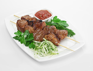 Grilled meat and vegetables