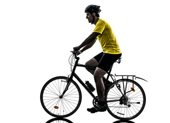 Fototapeta na wymiar man bicycling mountain bike silhouette