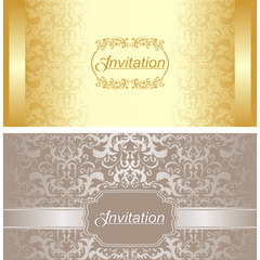 Invitation card design in gold and silver colors
