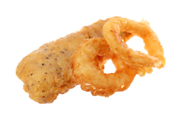 Fried Tempura Black Pepper Fish Fillet And Squid Ring