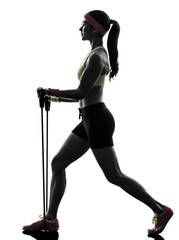 woman exercising fitness workout resistance bands silhouette