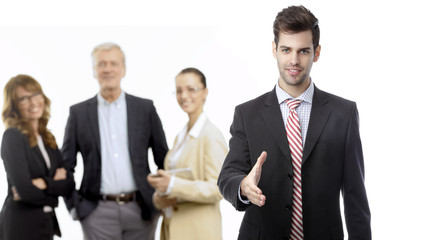 Fototapeta premium Businessman offering for handshake