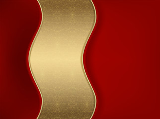 Luxurious red card with patterned golden wave