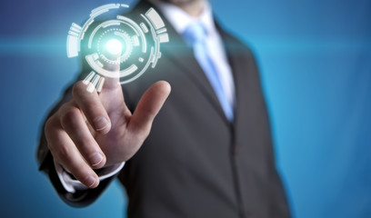 Businessman touching 3D interface