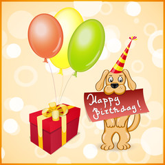 birthday postcard with cartoon dog